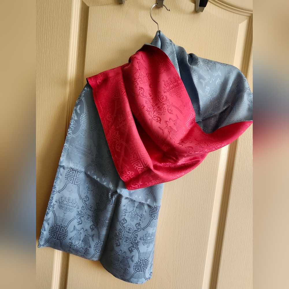 3 / $25 Elegant 100% Silk Blue and Pink Scarf. NWT!